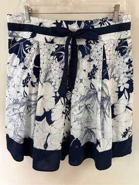 Roxy Navy & White Floral Skirt with Tie